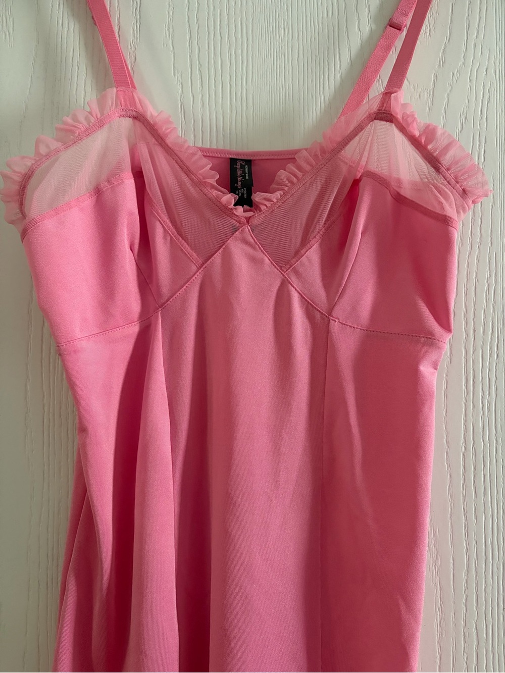 Victoria's Secret Pink Ruffle Trim Mesh Chemise
